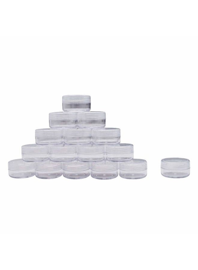 Healthcom 100 Pieces 10 Gram Empty Plastic Cosmetic Containers, Clear Round Sample Pot Jar Screw Cap Lid, For Lip Balm, Eye Shadow, Nail Powder, Creams, Lotions-BPA Free - Image 1