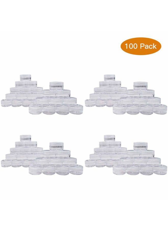 Healthcom 100 Pieces 10 Gram Empty Plastic Cosmetic Containers, Clear Round Sample Pot Jar Screw Cap Lid, For Lip Balm, Eye Shadow, Nail Powder, Creams, Lotions-BPA Free - Image 2