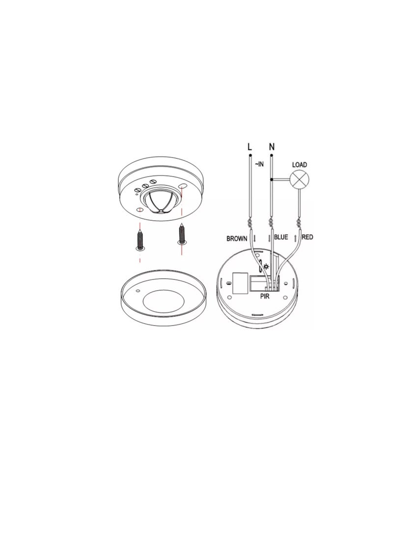 Motion Sensor Switch, AC 220V-240V 360 Degree Indoor IP20 Security PIR Infrared Movement Detector Max 12m 3-2000LUX Energy-Saving Automatic Lighting Switch.