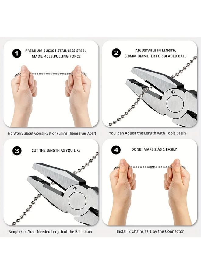 White Ceiling Fan Switch 3 Speed 4 Wire Replacement Polished Metal Nickel Chain Easy Installation - Image 5