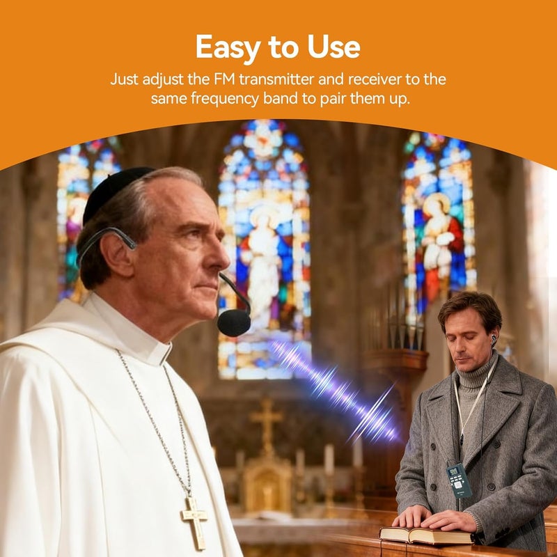 Retekess Church Translation System with 1 TR503 FM Transmitter Headset and 10 PR13 FM Radio Receivers, Listening System for Factory Museum School Church (1 Transmitter 10 Receivers) - Image 2