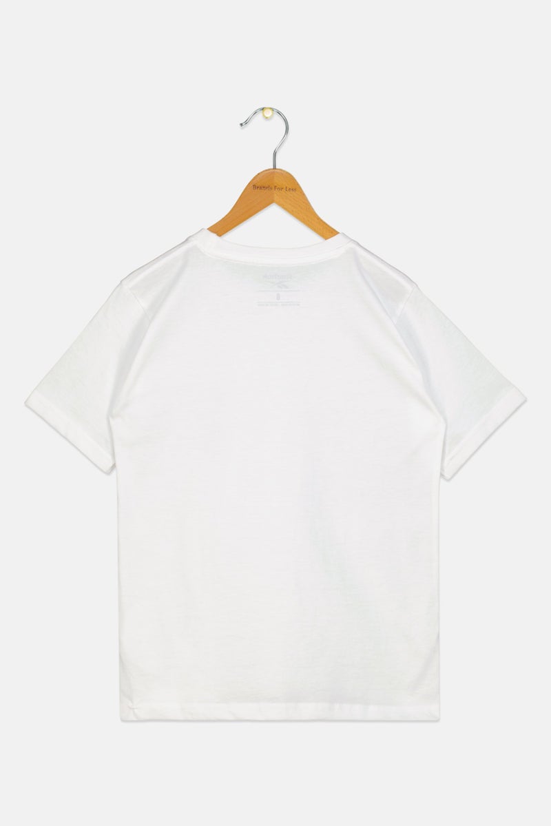 Reebok تي شيرت قصير الأكمام للأطفال الأولاد بشعار العلامة التجارية، أبيض - Image 2