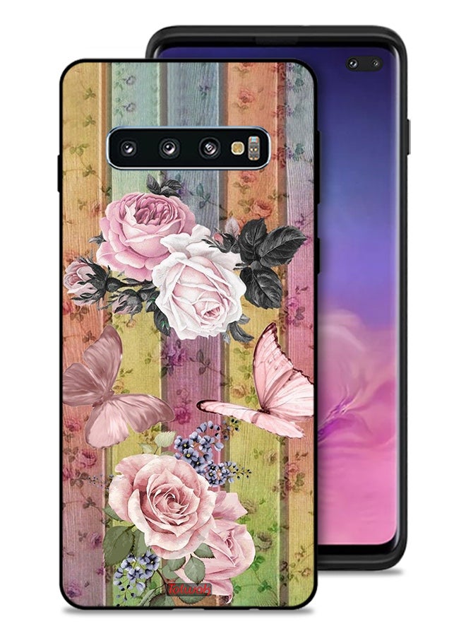 Tolwak Samsung Galaxy S10 Plus Protective Case Cover Peach Butterflies And Roses - Image 1