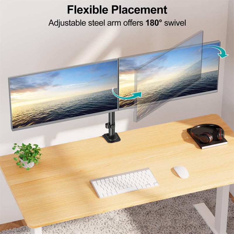 MOUNT PRO Dual Monitor Mount Fits 13-32 Inch/17.6lbs LCD Screen, Computer Monitor Desk Mount, Articulating Monitor Arm, Height Adjustable Display Stand for 2 Monitors, VESA Mount 75x75/100x100mm - Image 5