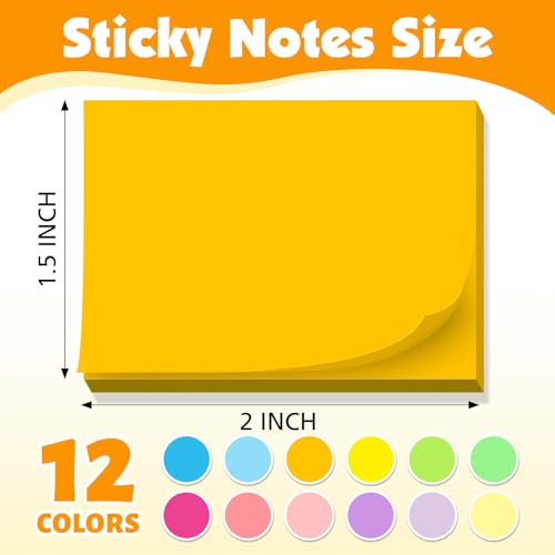 NEOACT (60 Pack) Sticky Notes 1.5x2 Inches, 12 Bright Colors Self-Stick Note Pads Premium Mini Sticky Notes, Bulk Sticky Notes Pads for School, Office, Home - Image 2