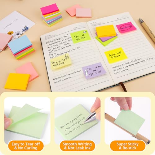 NEOACT (60 Pack) Sticky Notes 1.5x2 Inches, 12 Bright Colors Self-Stick Note Pads Premium Mini Sticky Notes, Bulk Sticky Notes Pads for School, Office, Home - Image 4