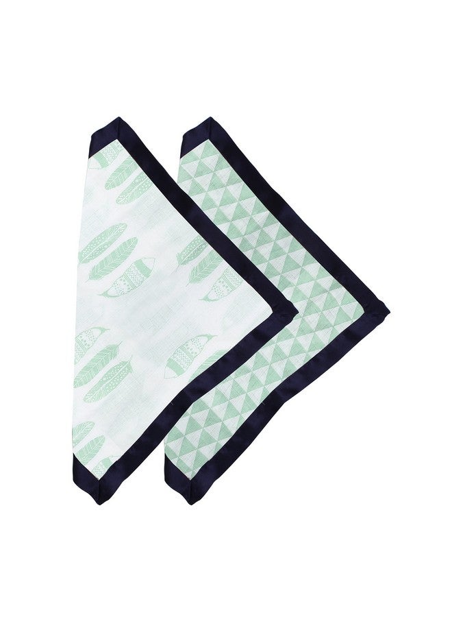 Bacati Tribal/Aztec Cotton Muslin Fabric (Set Of 2 Security Blankets Noah Tribal Mint/Navy) - Image 2