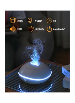 Alruht Flame Essential Oil Diffuser, 200ML Ultrasonic Aromatherapy Mist Humidifier with Mute Design, Waterless Auto Shut Off, 7 Soothing LED Lights for Office, Home, and Bedroom Ambiance, White  - Image 5