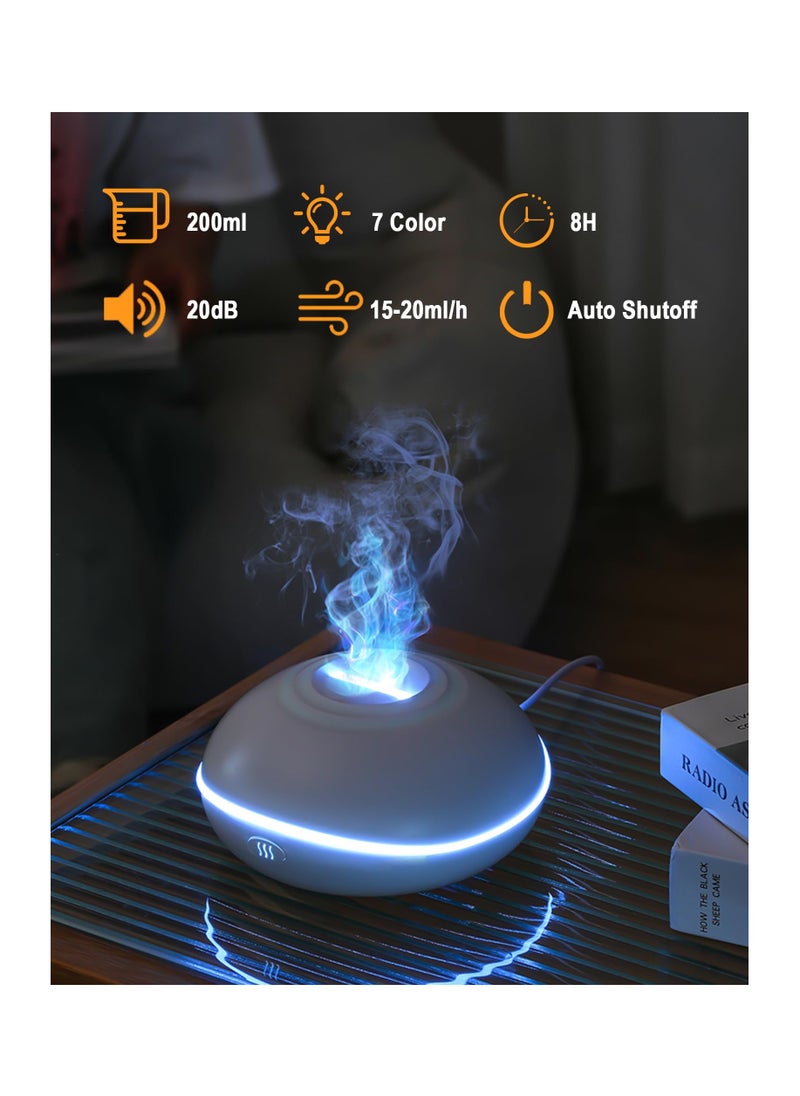 Alruht Flame Essential Oil Diffuser, 200ML Ultrasonic Aromatherapy Mist Humidifier with Mute Design, Waterless Auto Shut Off, 7 Soothing LED Lights for Office, Home, and Bedroom Ambiance, White  - Image 5