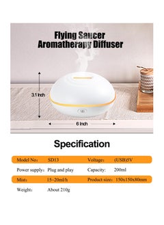 Alruht Flame Essential Oil Diffuser, 200ML Ultrasonic Aromatherapy Mist Humidifier with Mute Design, Waterless Auto Shut Off, 7 Soothing LED Lights for Office, Home, and Bedroom Ambiance, White  - Image 2