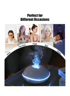 Alruht Flame Essential Oil Diffuser, 200ML Ultrasonic Aromatherapy Mist Humidifier with Mute Design, Waterless Auto Shut Off, 7 Soothing LED Lights for Office, Home, and Bedroom Ambiance, White  - Image 4