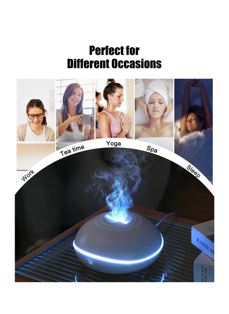 Alruht Flame Essential Oil Diffuser, 200ML Ultrasonic Aromatherapy Mist Humidifier with Mute Design, Waterless Auto Shut Off, 7 Soothing LED Lights for Office, Home, and Bedroom Ambiance, White  - Image 4