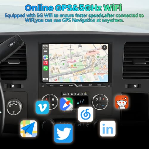 AWESAFE 8" Touch Screen Car Radio for Chevy Silverado Tahoe GMC Sierra 2007-2013, Android Head Unit Silverado 1500 2500 3500 Radio with CarPlay Android Auto AM/FM Bluetooth GPS Navigation - Image 4