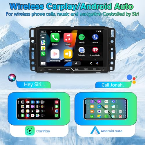 AWESAFE 8" Touch Screen Car Radio for Chevy Silverado Tahoe GMC Sierra 2007-2013, Android Head Unit Silverado 1500 2500 3500 Radio with CarPlay Android Auto AM/FM Bluetooth GPS Navigation - Image 2