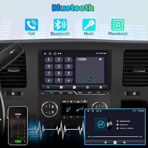 AWESAFE 8" Touch Screen Car Radio for Chevy Silverado Tahoe GMC Sierra 2007-2013, Android Head Unit Silverado 1500 2500 3500 Radio with CarPlay Android Auto AM/FM Bluetooth GPS Navigation - Image 5