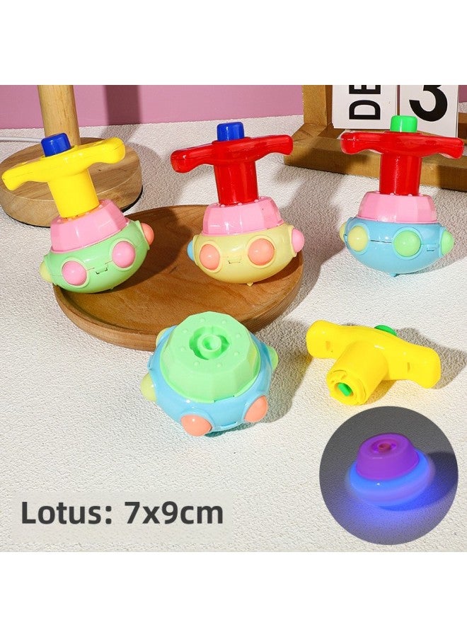 Children's Luminous Lotus Gyro Toy Strawberry Gyro Launch Kindergarten Baby Gift Stall Small Toys Wholesale-Color:Glowing Lotus Gyro - Random Color One  - Image 1