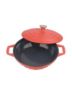 VAV Dutch Oven Shallow Casserole Braiser Pan 28cm-Matt Red  - Image 2
