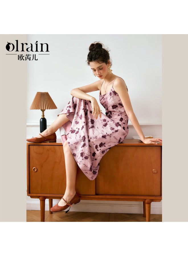 Olrain Women'S Summer Sleeveless Floral Print Satin Camisole Dress - Image 2