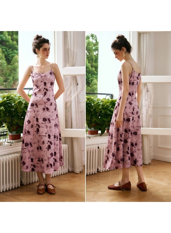 Olrain Women'S Summer Sleeveless Floral Print Satin Camisole Dress - Image 1