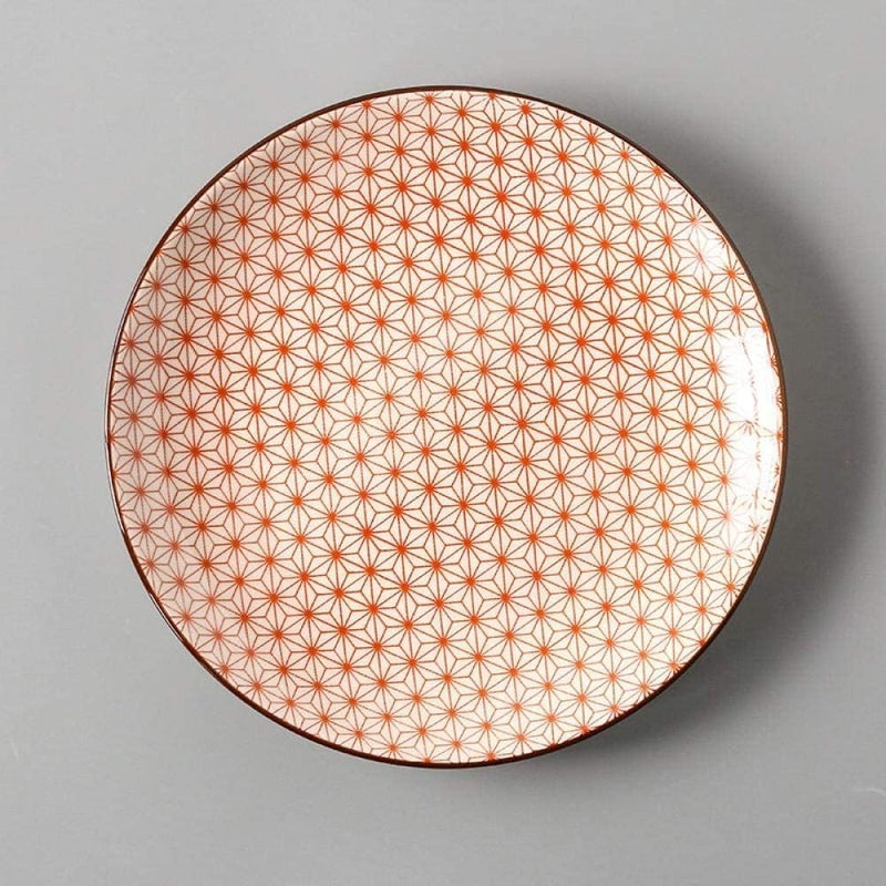 Servewell Harmony Melamine Round Small Plate 21.5cm with Orange Red Star Style Decal