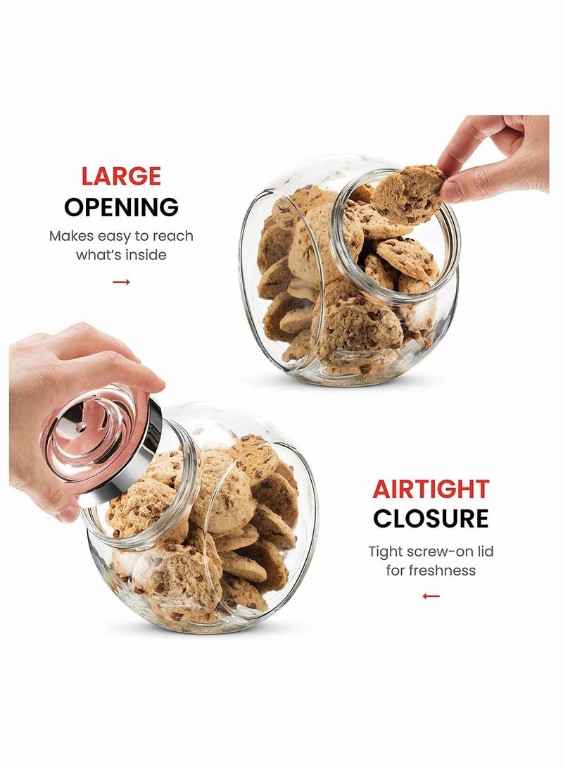 Y&D Glass Jar Candy 75 ½ Ounce Cookie (2 Pack) With Plastic Airtight Seal Lid 2 Ways Display, Bulk Food Storage for Snacks, Dry Food, Jelly Beans Canister, Apothecary Jars  - Image 5
