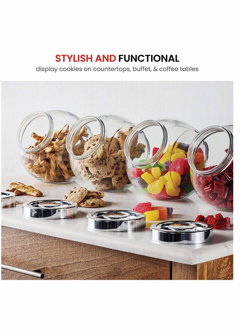 Y&D Glass Jar Candy 75 ½ Ounce Cookie (2 Pack) With Plastic Airtight Seal Lid 2 Ways Display, Bulk Food Storage for Snacks, Dry Food, Jelly Beans Canister, Apothecary Jars  - Image 2