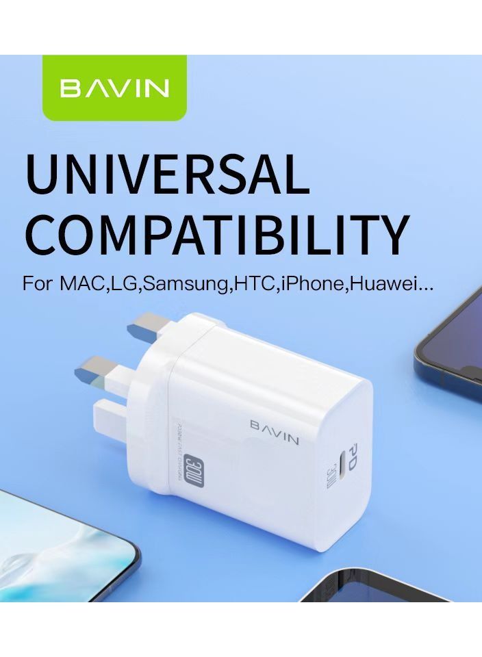 Bavin 30W PD Fast Charger For Apple iPhone White - Image 2