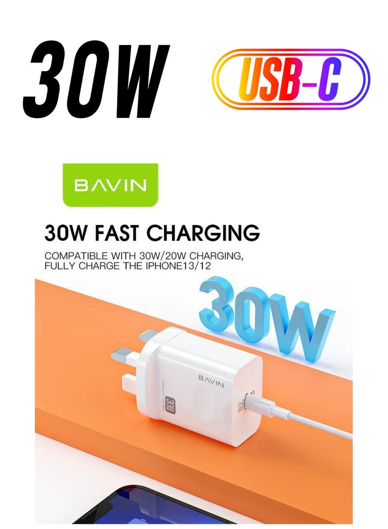 Bavin 30W PD Fast Charger For Apple iPhone White - Image 1