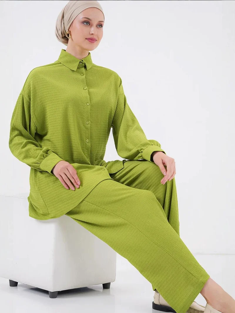 BDART Textured Knit Co-Ord Set with Shirt Collar