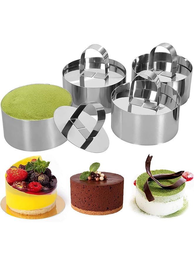 S-TOP Round Stainless Steel Cake Rings (3 x 3in, Set of 4 ) - Image 1