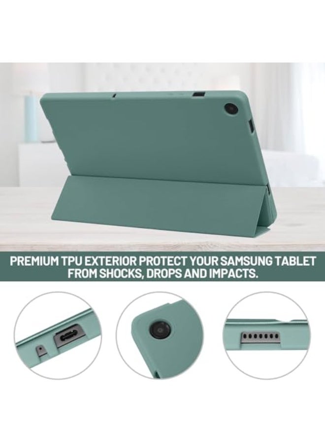 DUSALA Cover for Samsung Galaxy Tab A9 8.7 inch case, Soft Flexible Flip Case Cover with S Pen Holder for Samsung Galaxy Tab A9 8.7 inch with Auto Sleep Wake - Trifold (Green, Galaxy Tab A9) - Image 3