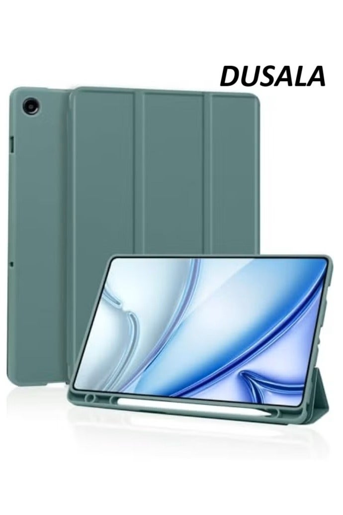 DUSALA Cover for Samsung Galaxy Tab A9 8.7 inch case, Soft Flexible Flip Case Cover with S Pen Holder for Samsung Galaxy Tab A9 8.7 inch with Auto Sleep Wake - Trifold (Green, Galaxy Tab A9) - Image 1