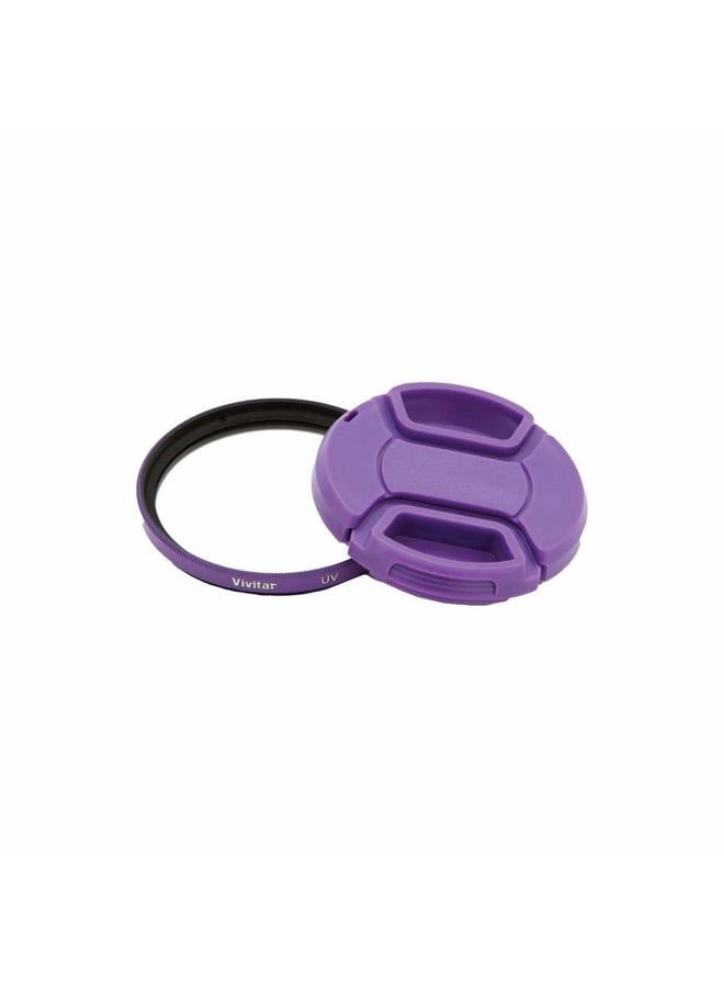 Vivitar 52mm UV Filter and Snap-On Lens Cap, Purple