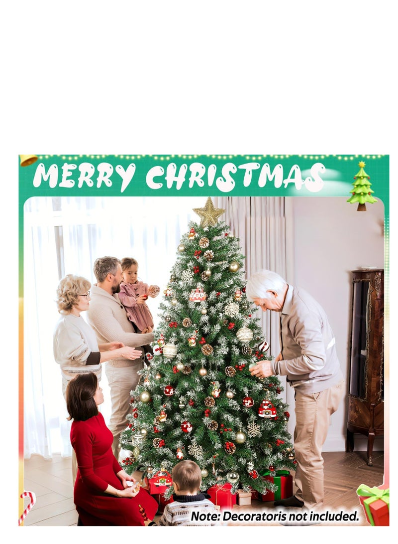 Y&D 5ft Artificial Christmas Tree, PE Deluxe Snowy Artificial Indoor Home Xmas Tree Decoration, 600 Natural Looking PVC and PE Tips, 23 Groups Red Berries, Hinged Branches, Metal Base, Reusable - Image 4