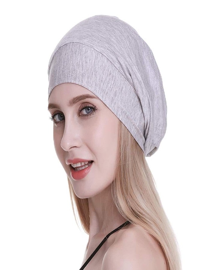 FocusCare Silk Bonnet Long Hair Women Sleeping Night Small Size Light Heather Grey - Image 1