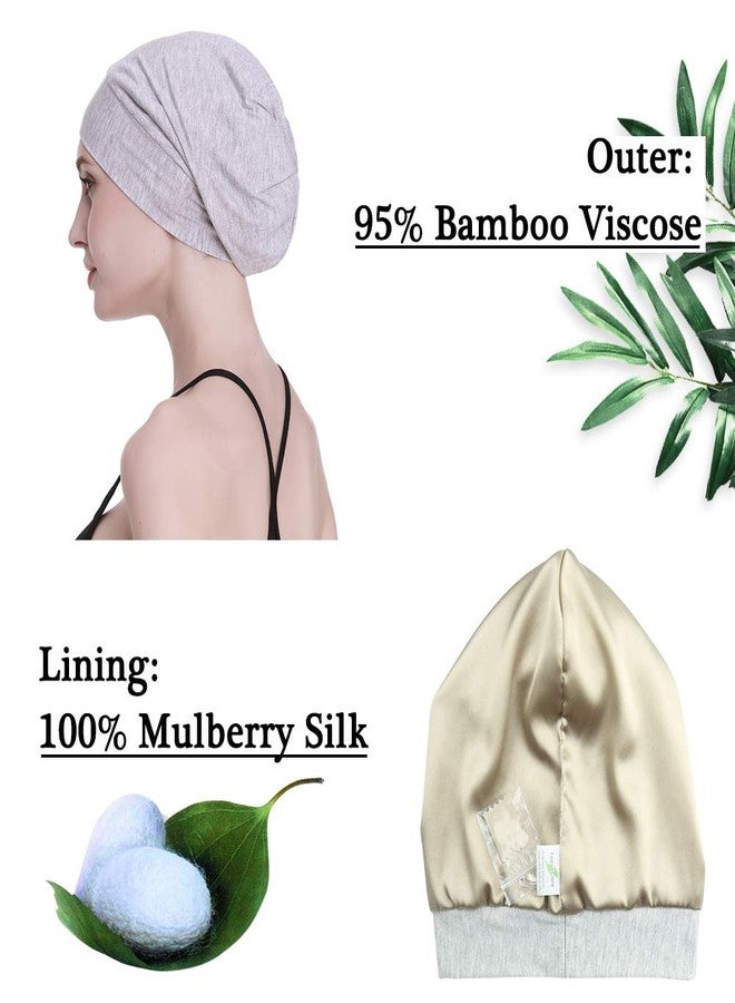 FocusCare Silk Bonnet Long Hair Women Sleeping Night Small Size Light Heather Grey - Image 2