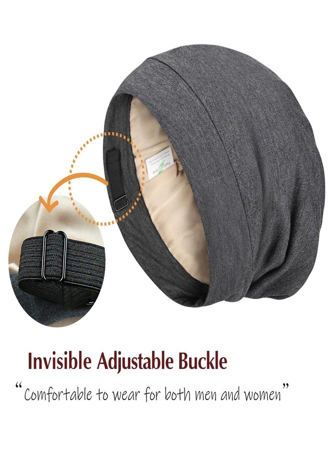 FocusCare Silk Bonnet Long Hair Women Sleeping Night Small Size Light Heather Grey - Image 4
