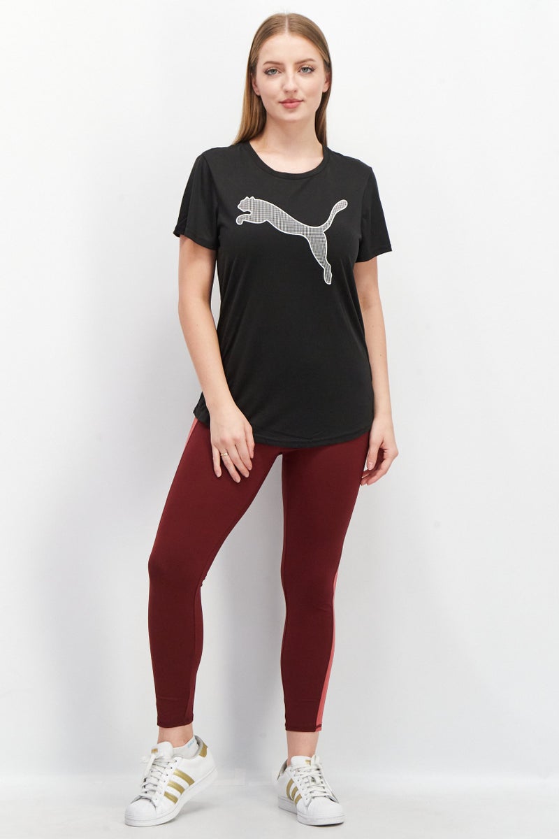 PUMA Women Crew Neck Short Sleeves Brand Logo T-Shirt, Black  - Image 2
