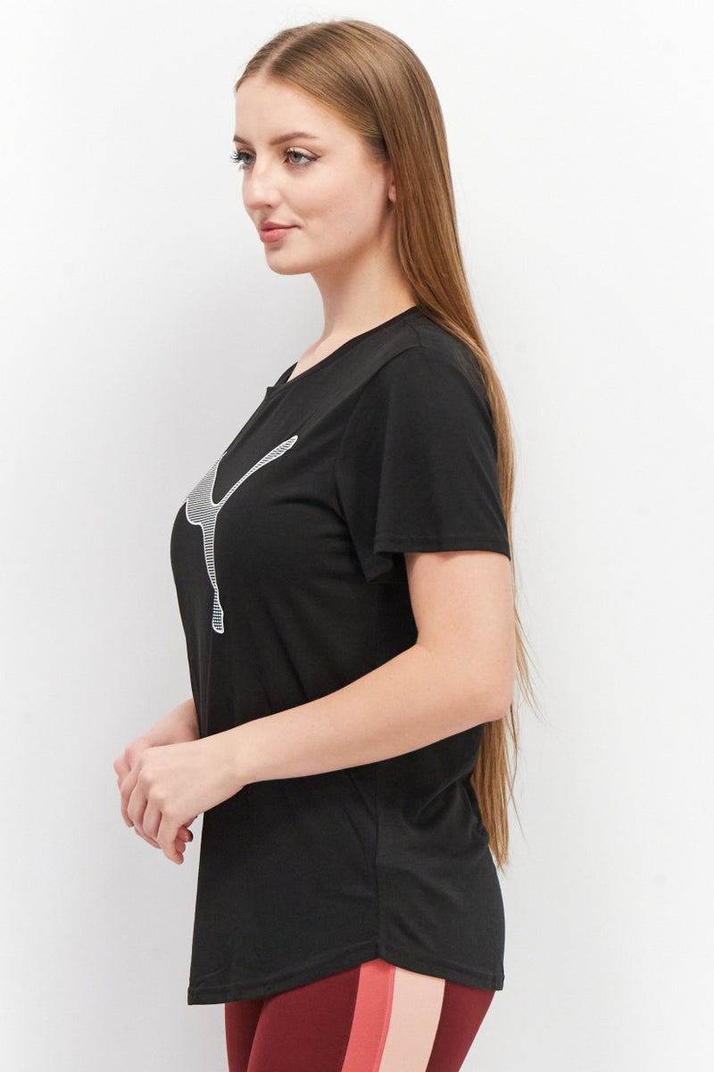 PUMA Women Crew Neck Short Sleeves Brand Logo T-Shirt, Black  - Image 4