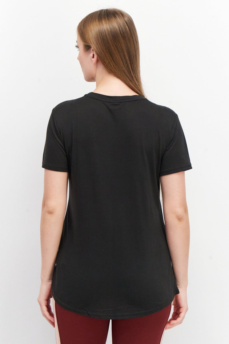 PUMA Women Crew Neck Short Sleeves Brand Logo T-Shirt, Black  - Image 3