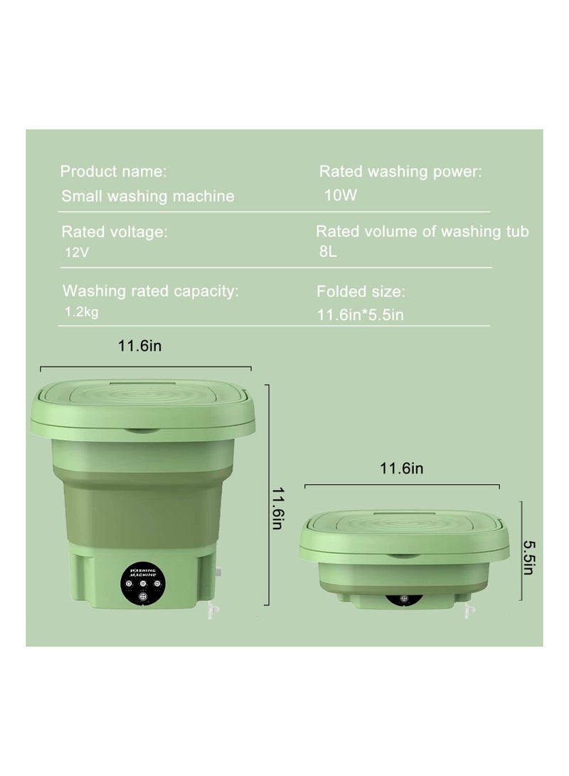 SYOSI Portable Mini Washing Machine, 8L Large Capacity Suitable for Washing Baby Clothes, Underwear, Socks, Portable Washer Machine for Apartments, Dormitories, RV and More Green  - Image 3