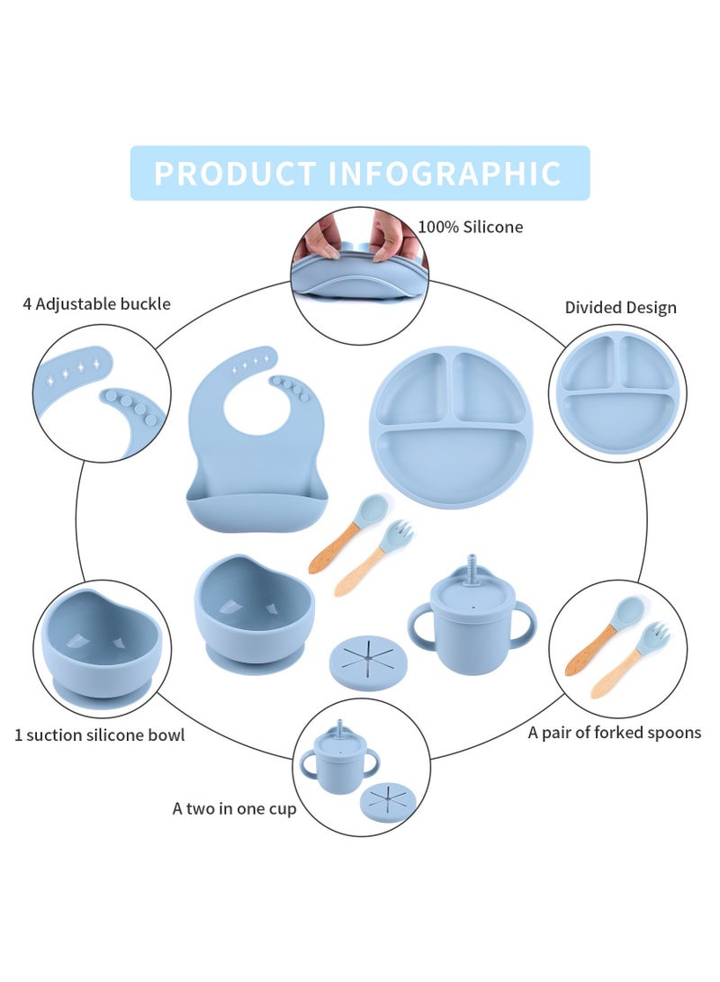 6-in-1 Premium Baby Feeding Set (6M+) | FDA & CPC Certified | BPA-Free Suction Bowl & Plate | Anti-Throw & Mess-Free | Dishwasher & Microwave Safe (Blue) - Image 2