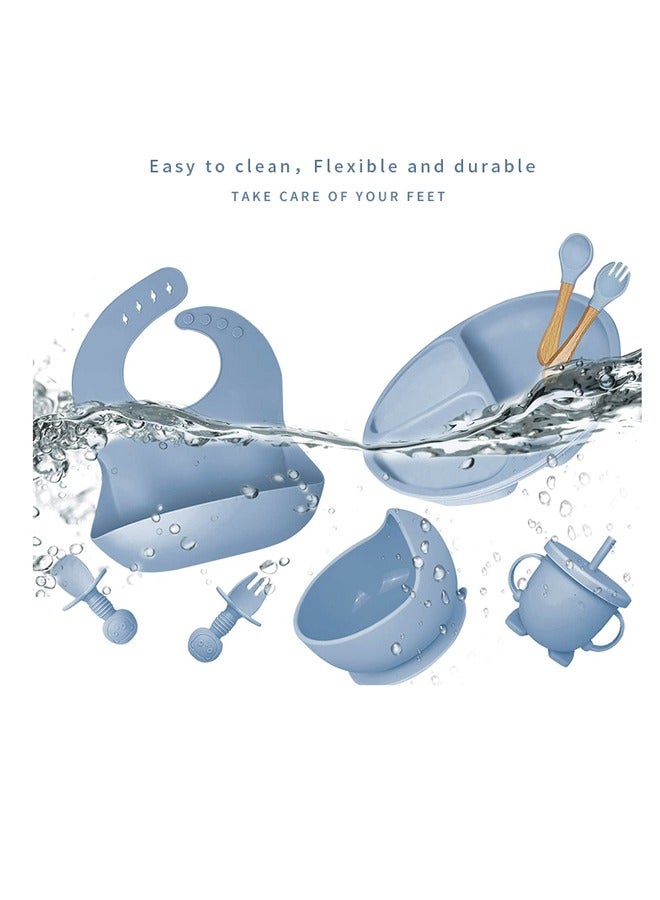 6-in-1 Premium Baby Feeding Set (6M+) | FDA & CPC Certified | BPA-Free Suction Bowl & Plate | Anti-Throw & Mess-Free | Dishwasher & Microwave Safe (Blue) - Image 3