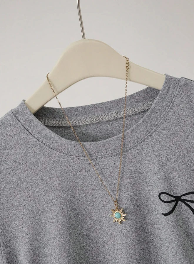 Take Two  Grey Plain Mini T-Shirt Dress with Ruched Sides for Women | Best Price UAE