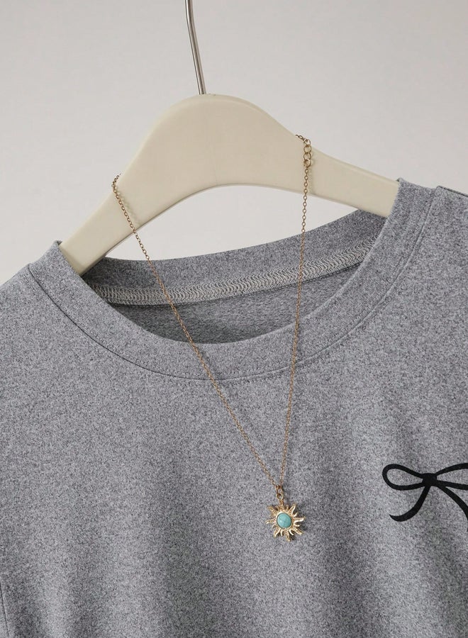 Take Two Grey Plain Mini T-Shirt Dress with Ruched Sides - Image 2