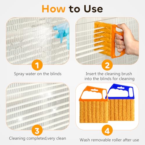 Qilxziy 2 Pcs Blind Cleaner Duster Tool,Blind Dusters for Cleaning,Cleaning Brush,7 Finger Dusting Cleaner Tool for Window & Air Conditioner,Window Blinds Cleaner Microfiber Washable - Image 4