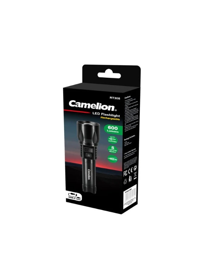 كاميليون Rechargeable Aluminium Flashlight RT308 - Image 2