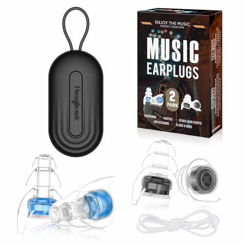 Hearprotek Concert Ear Plugs 2Pairs Reusable high Fidelity Musician Ear Plugs for Concerts Loud MusicNoise Reduction Ear Protection earplugs for RaveFestivalMusicTinnitus Relief