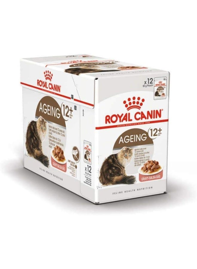 ROYAL CANIN رويال كانين للتغذية الصحية للقطط كبار السن +12 صلصة 12X 85 جرام طعام رطب للقطط - Image 1