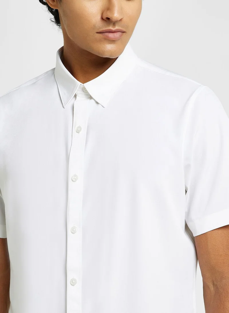 Thomas Scott Thomas Scott Classic Slim Fit 4 Way Stretch Spread Collar Casual Shirt